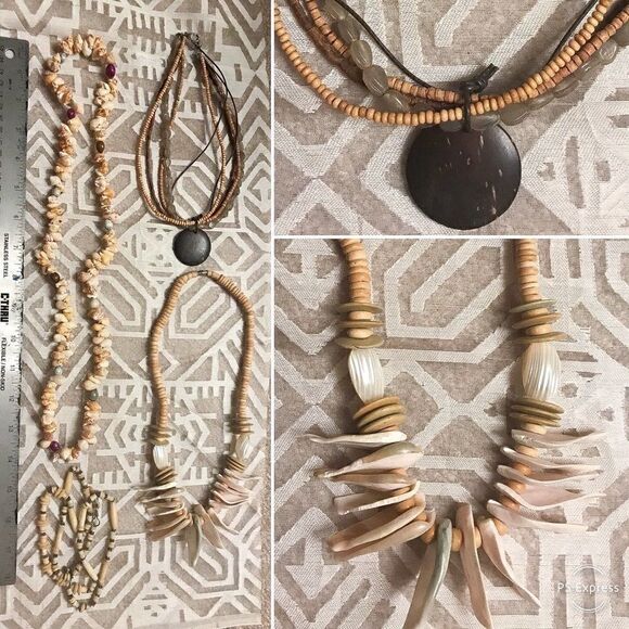 Natural shell bead set of 4 - Picture 1 of 2